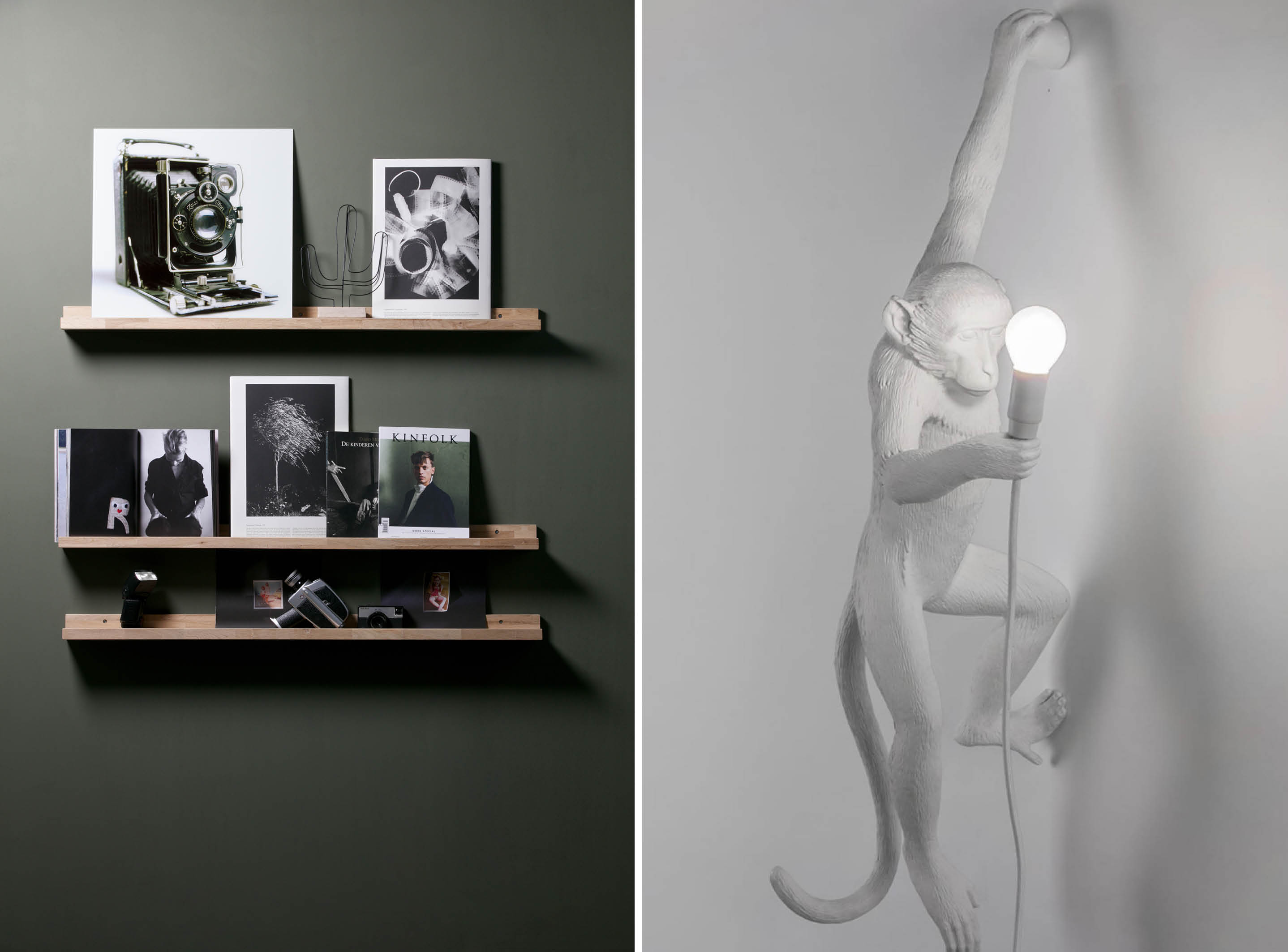 Fotolijsten en lamp - de hal